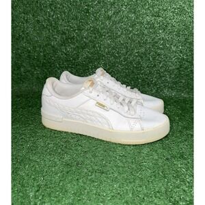 Puma Womens Size 7.5 White Leather Casual Daily Lace Shoes Court Jada Sneakers